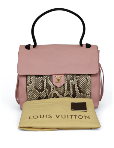 Sac LOUIS VUITTON Lockme cuir rose et python 2