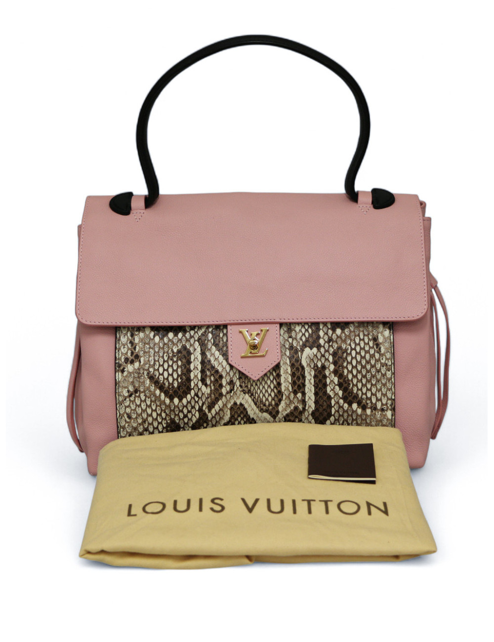 Sac LOUIS VUITTON Lockme cuir rose et python