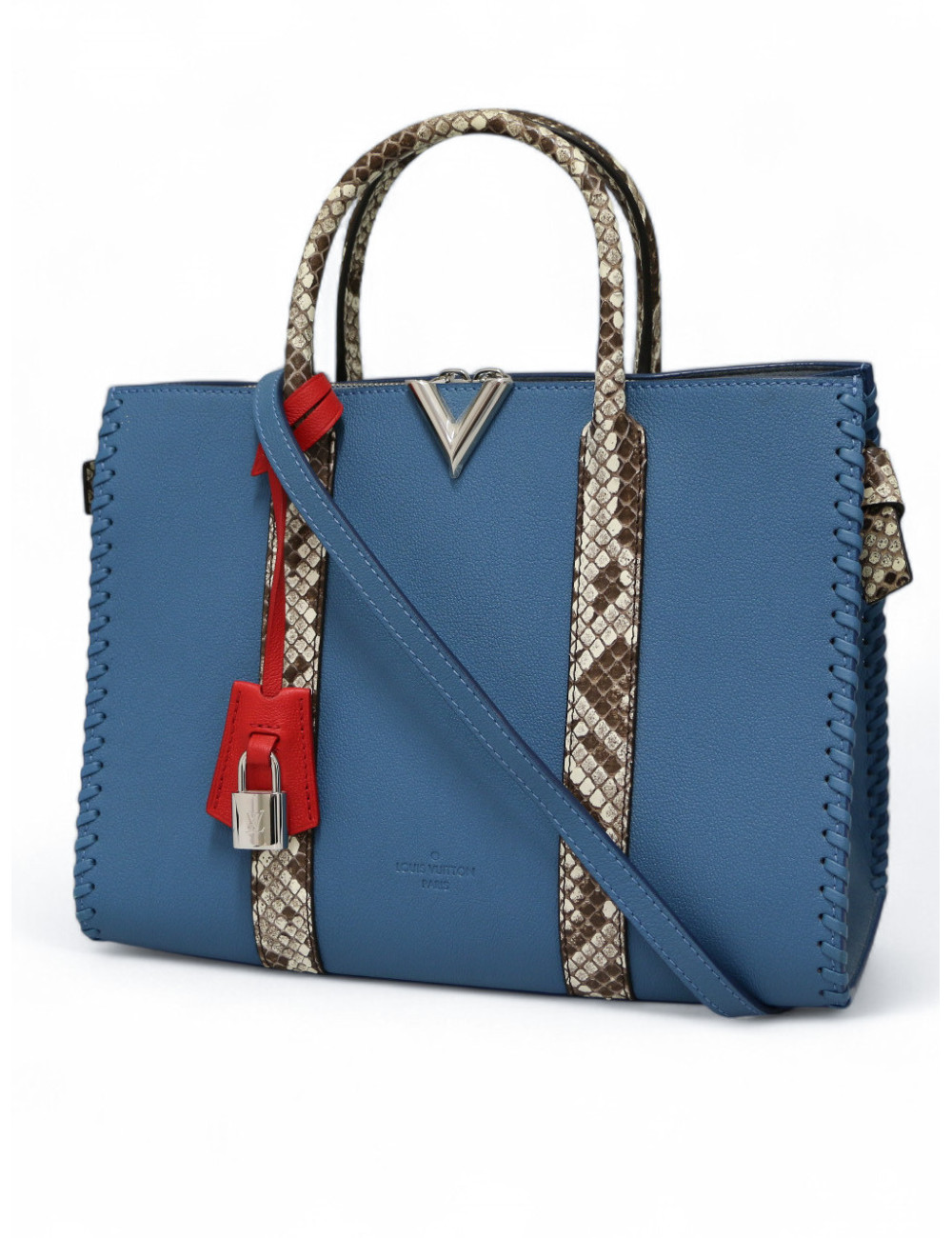 Cabas Very LOUIS VUITTON cuir plume bleu glacier