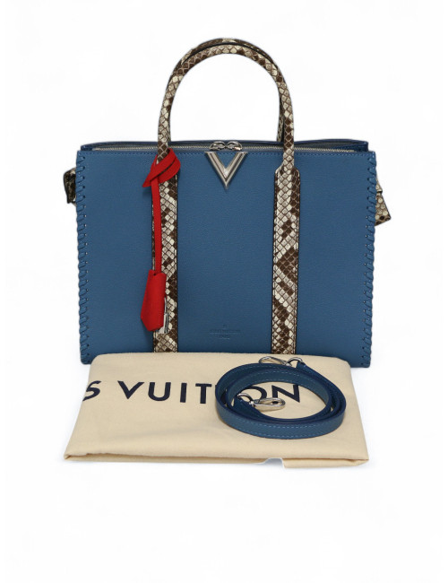 Very Tote Louis Vuitton cuir plume bleu glacier, certifié authentique