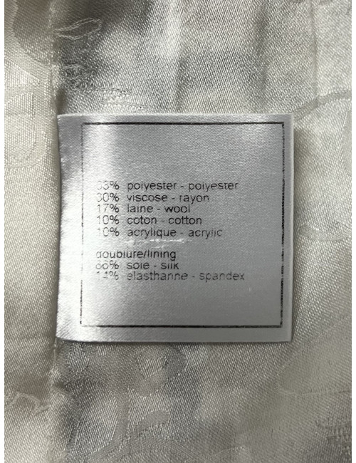 Veste CHANEL T40 pied de poule beige bleu blanc