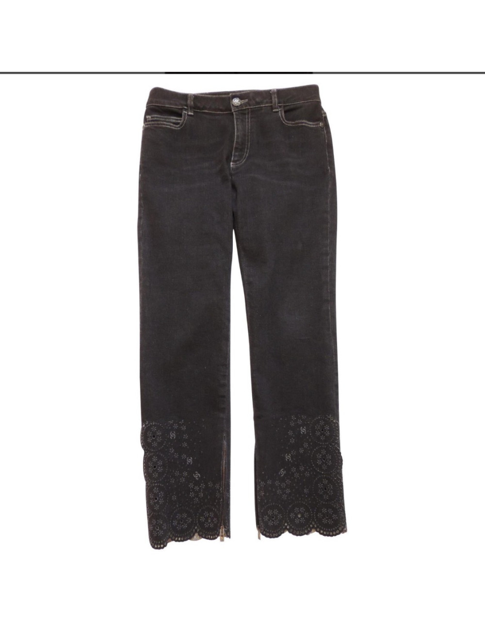 PantalonT40 CHANEL Brasserie denim noir, occasion certifiée