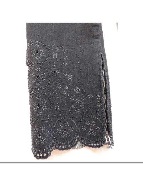 PantalonT40 CHANEL Brasserie denim noir, occasion certifiée