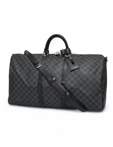 Keepall 55 Damier noir graphite bandoulière Louis Vuitton ici
