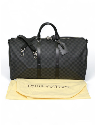Keepall 55 Damier noir graphite bandoulière Louis Vuitton ici 2