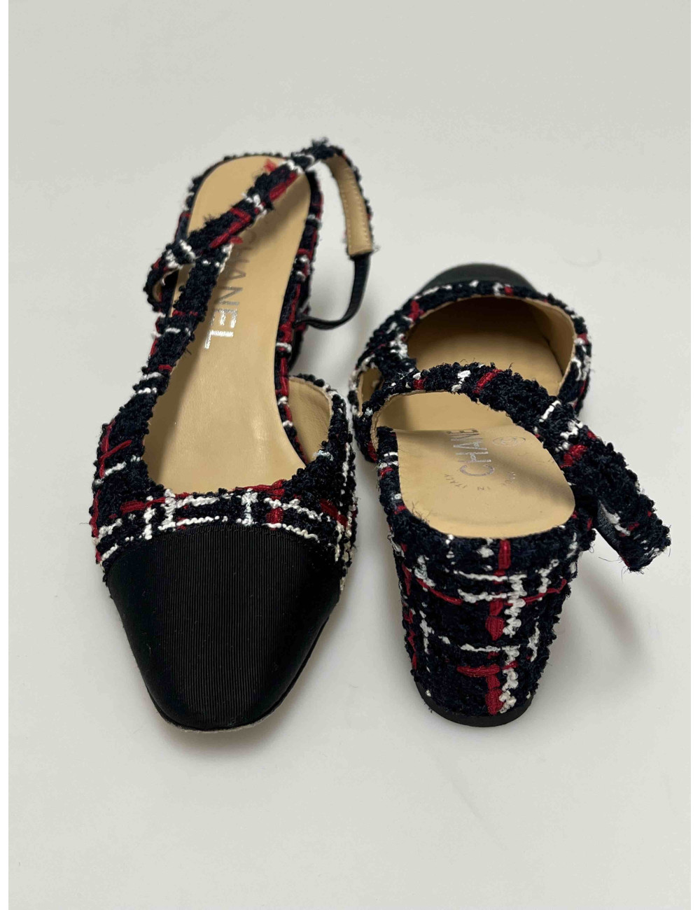 Ballerines slingback CHANEL tweed T37