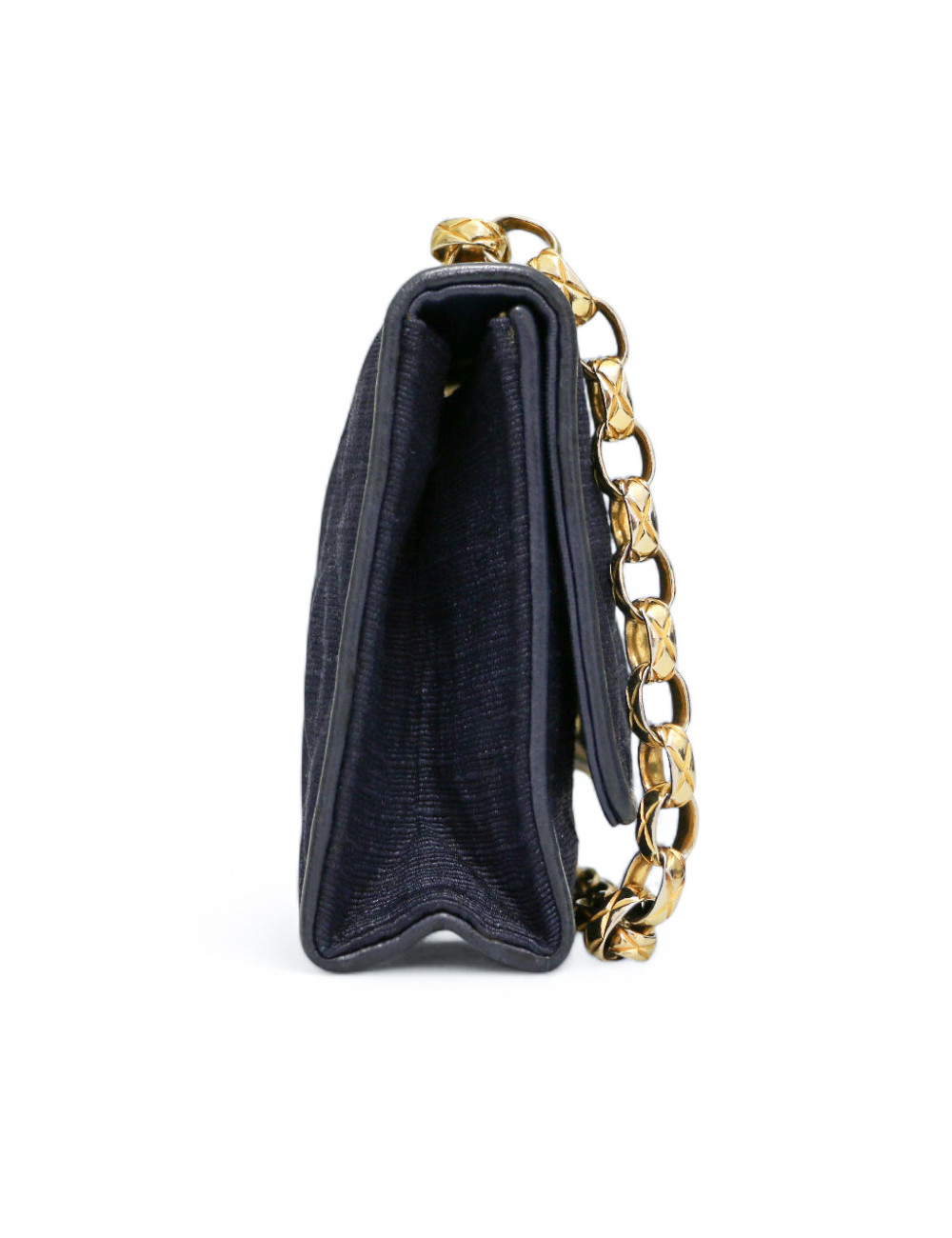 Mini sac CHANEL soie sauvage bleue