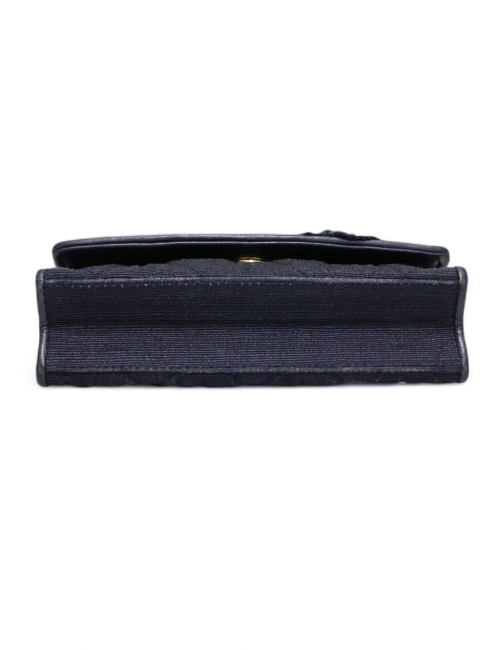 Mini sac CHANEL soie sauvage bleue