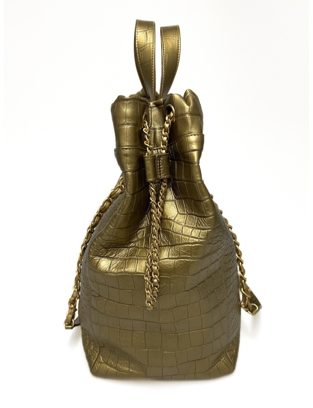 Sac CHANEL embossé croco doré