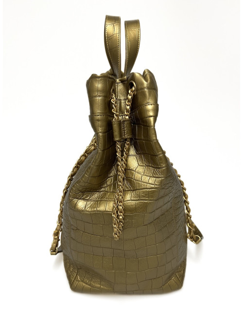 Sac CHANEL embossé croco doré
