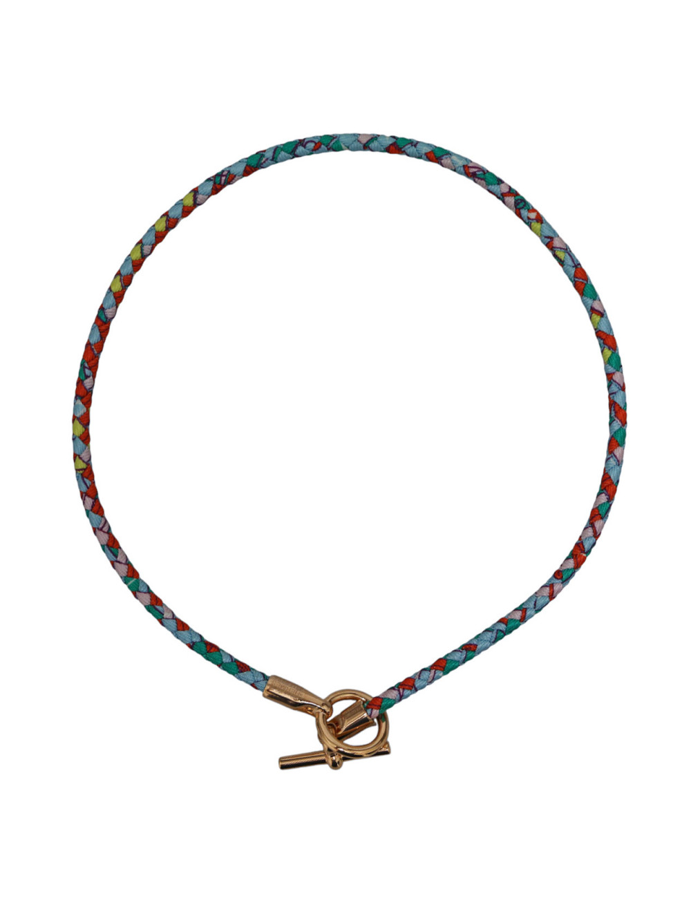 Collier Glénan HERMES tressé soie comprimé