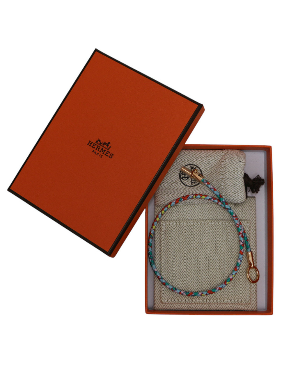 Collier Glénan HERMES tressé soie comprimé