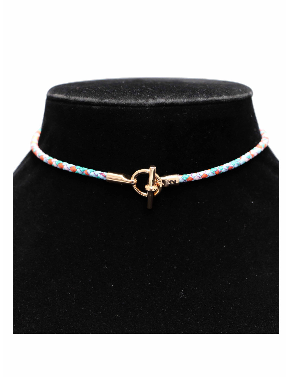 Collier Glénan HERMES tressé soie comprimé