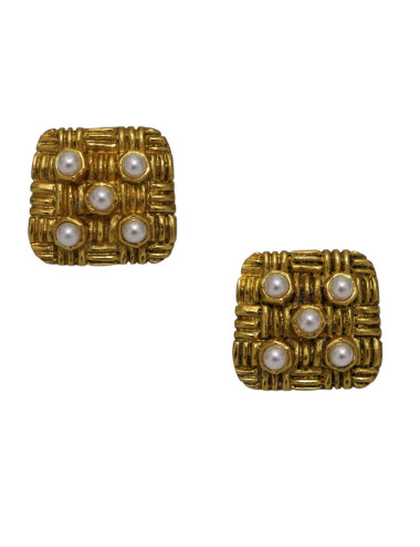 Clips carré CHANEL perles