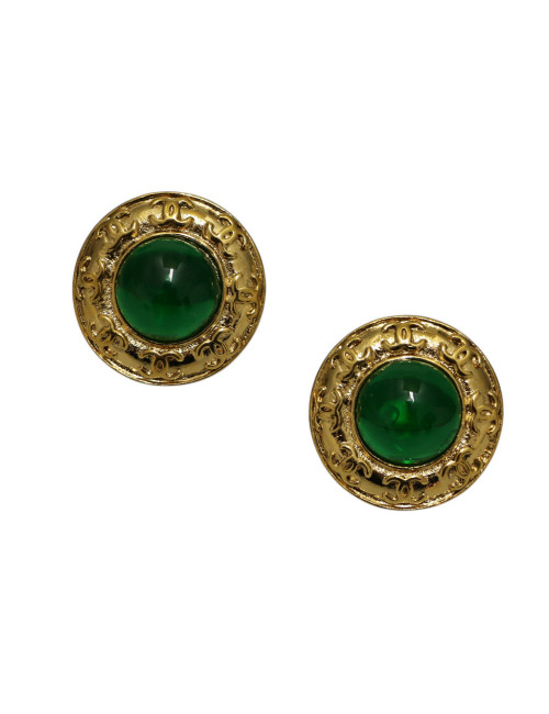 Clips vert CHANEL pâte de verre