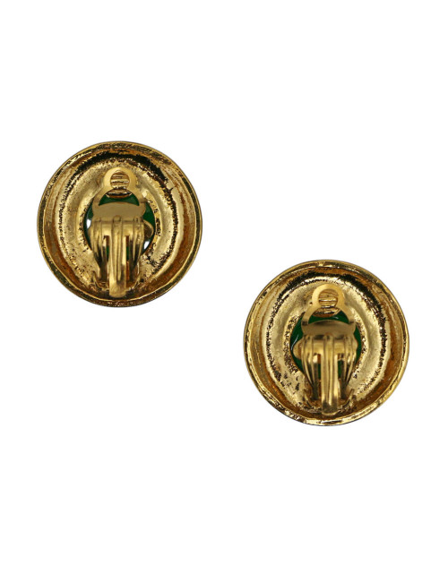 Clips vert Chanel vintage ronds en résine : livraison express