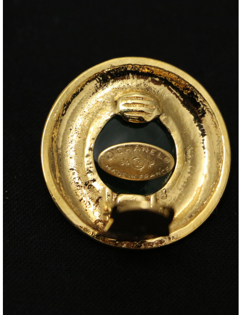 Clips vert Chanel vintage ronds en résine : livraison express