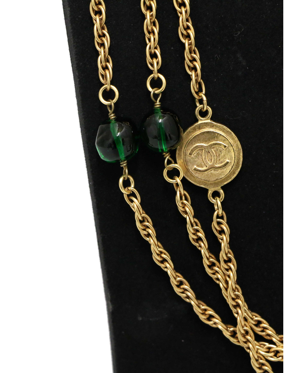 Sautoir CHANEL Gripoix pâte de verre rubis émeraude