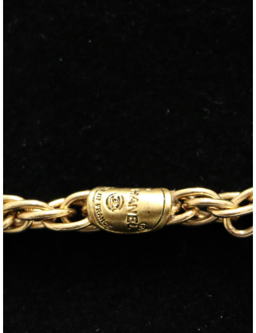 Sautoir CHANEL Gripoix pâte de verre rubis émeraude