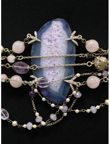 Ceinture CHANEL rangs de perles cristal agate améthyste 2