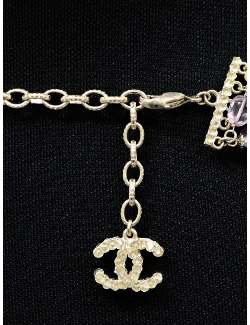 Ceinture CHANEL rangs de perles cristal agate améthyste