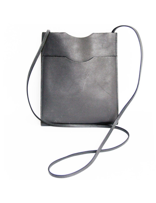 pochette HERMES en swift gris éléphant