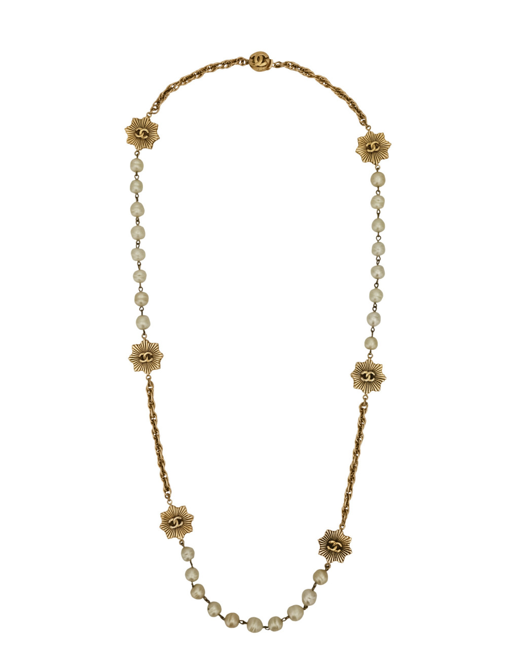 Sautoir CHANEL doré perles de culture