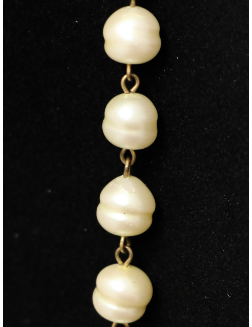 Sautoir CHANEL doré perles de culture