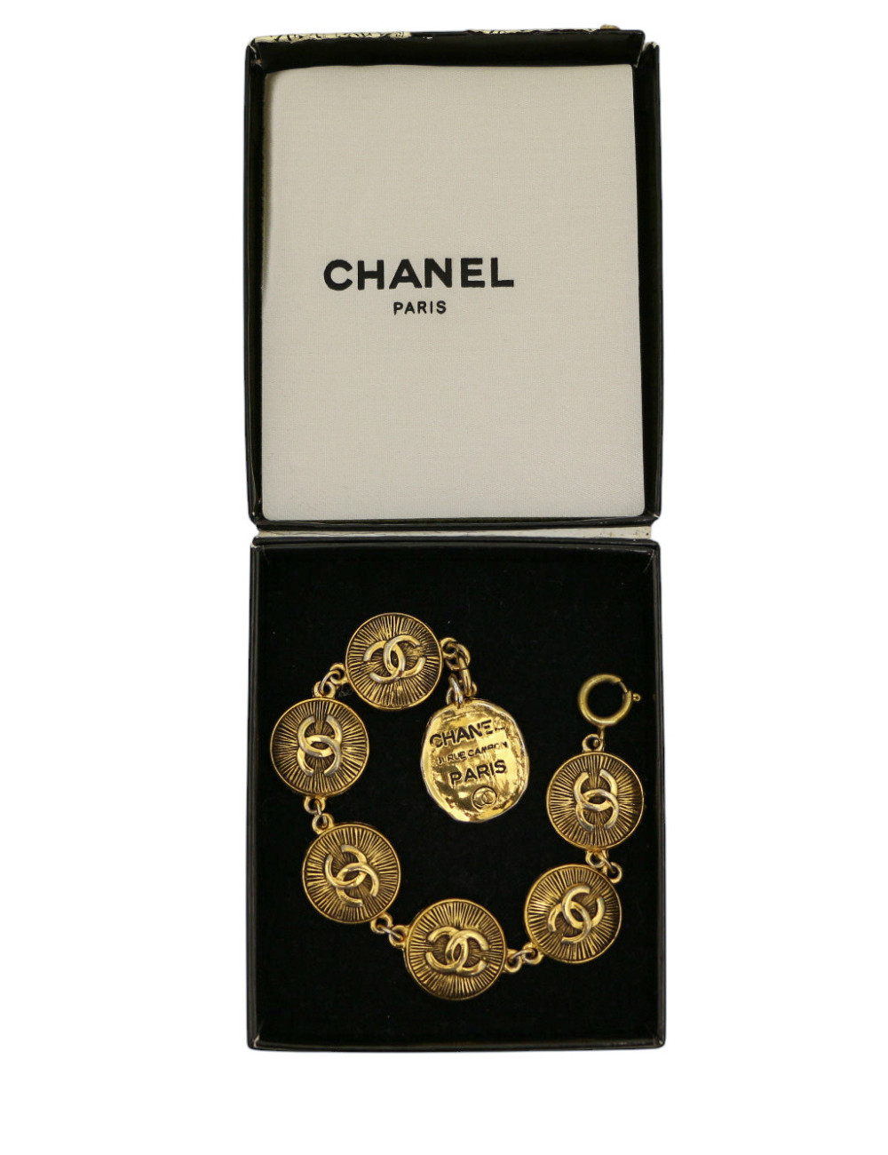 Bracelet CHANEL médaillons CC dorés Vintage