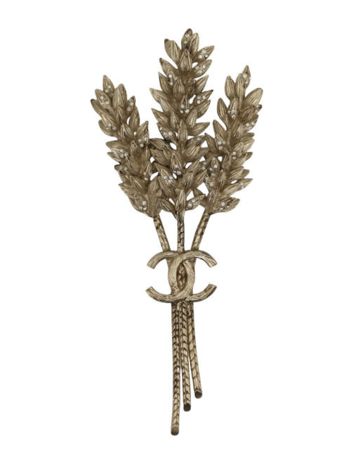 Broche épi de blé CHANEL doré or pâle