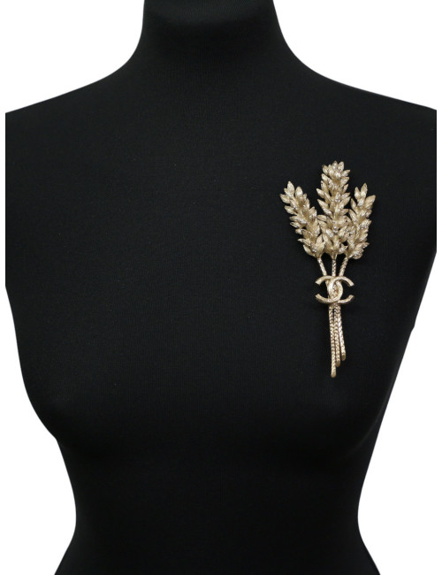 Broche épi de blé CHANEL doré or pâle