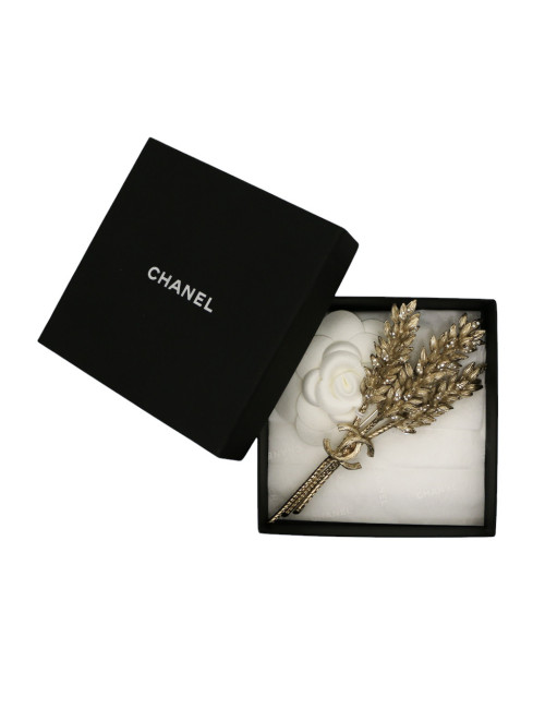 Broche épi de blé CHANEL doré or pâle