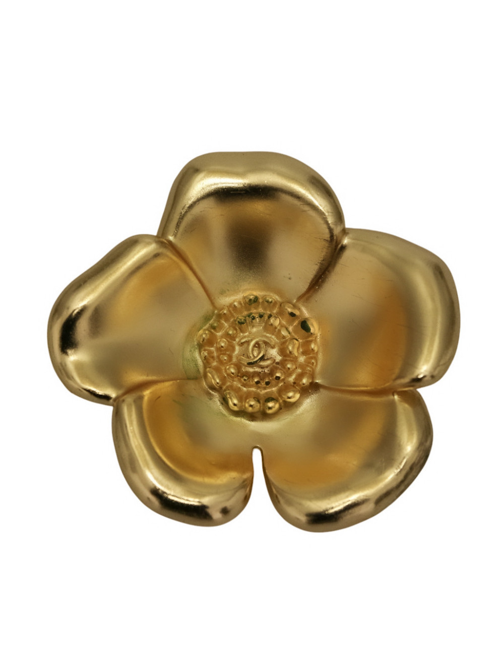 Broche camélia CHANEL dorée Vintage