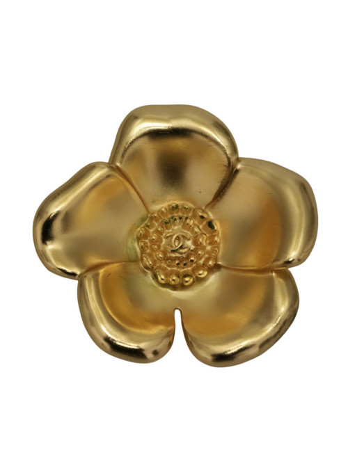 Broche camélia CHANEL dorée Vintage