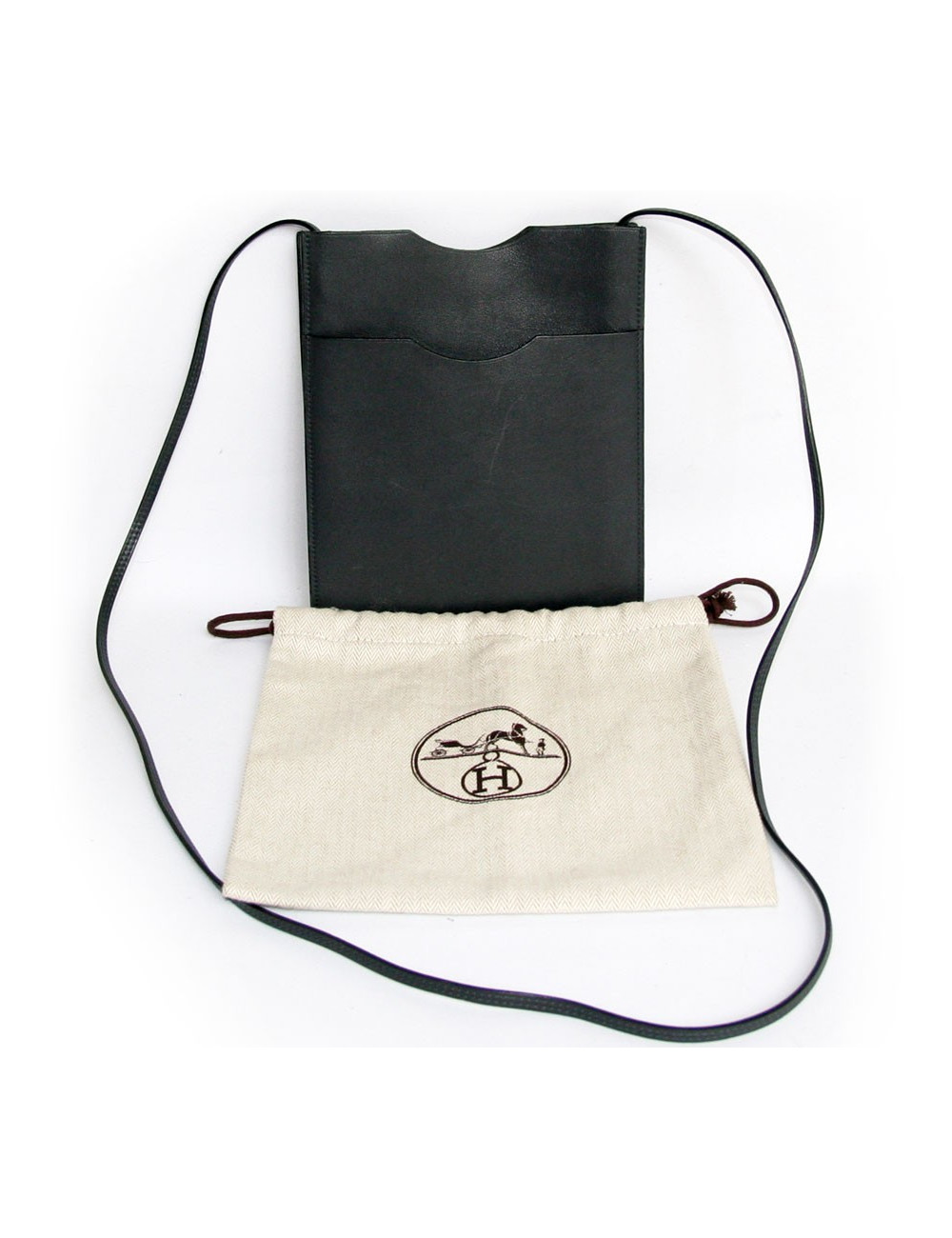 pochette HERMES en swift gris éléphant