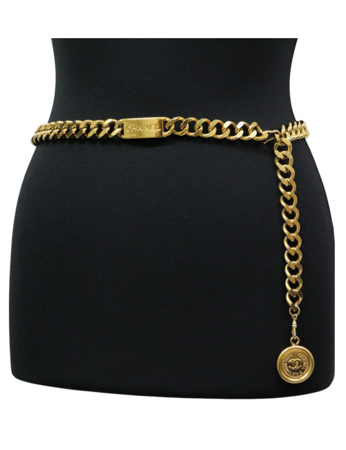 Ceinture CHANEL dorée chaine gourmette