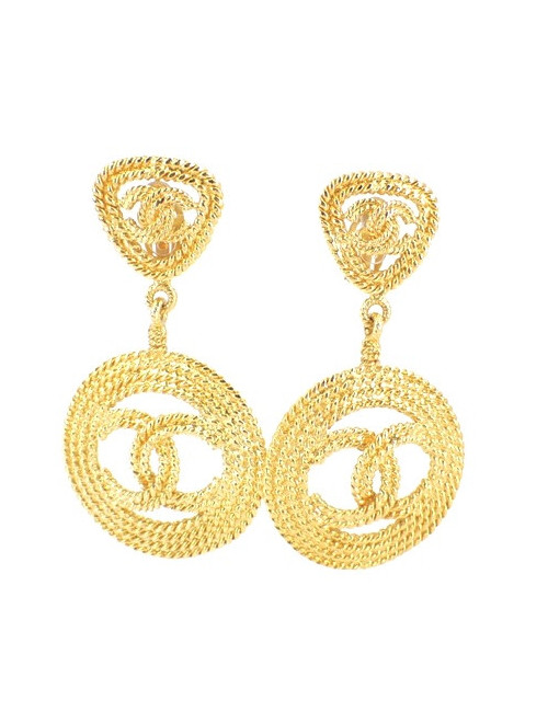 Bo pendantes CC CHANEL vintage dorées