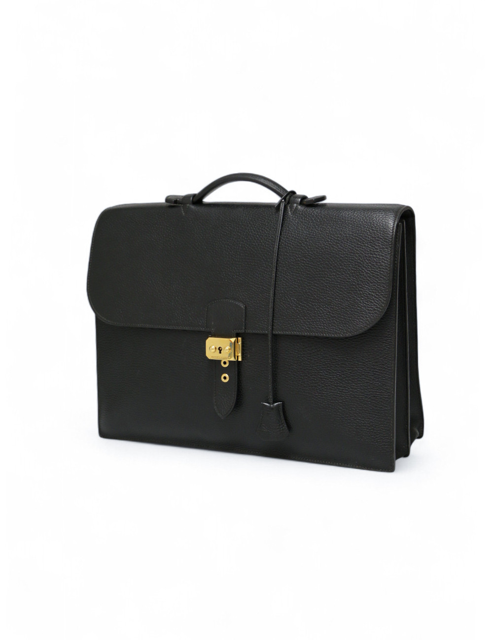 Sac à dépêches HERMES noir cuir grainé