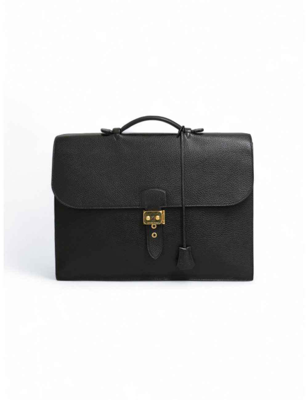 Sac à dépêches HERMES noir cuir grainé