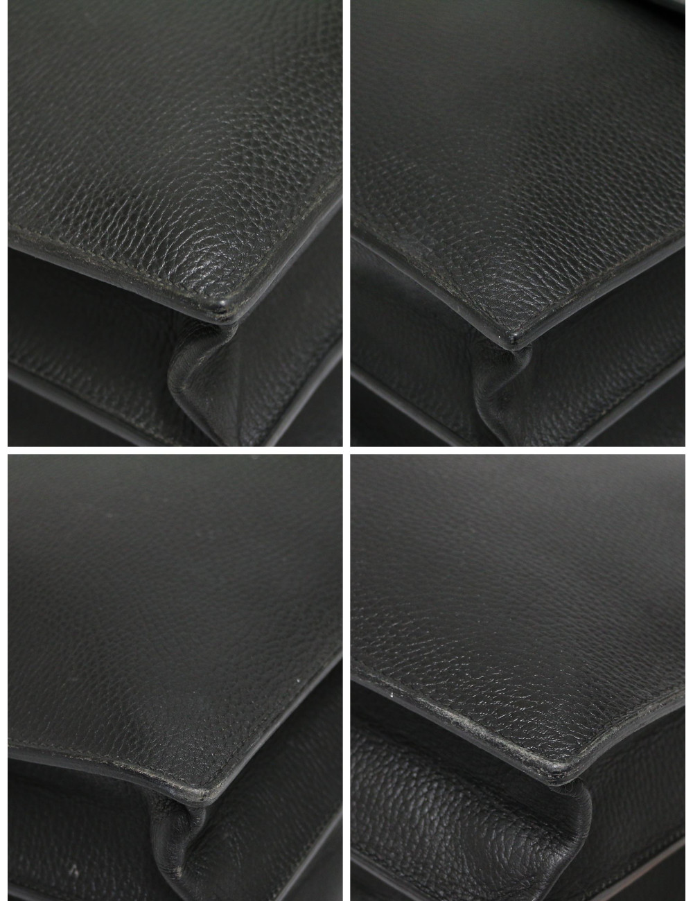 Sac à dépêches HERMES noir cuir grainé