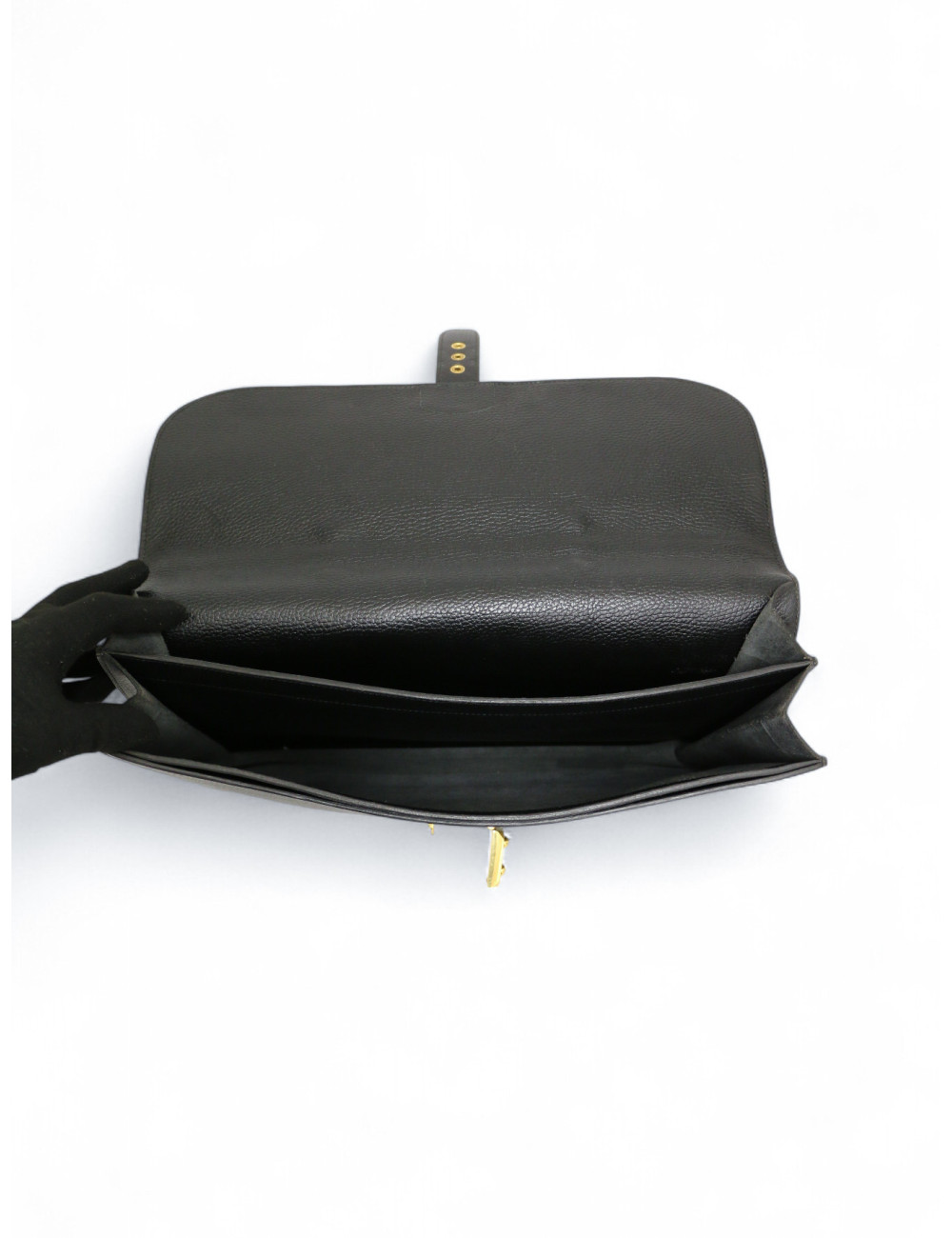 Sac à dépêches HERMES noir cuir grainé