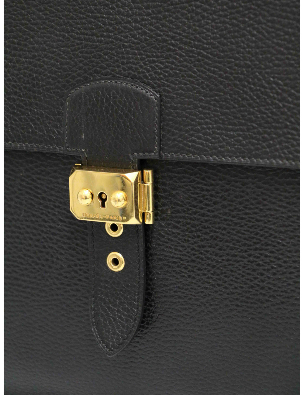 Sac à dépêches HERMES noir cuir grainé