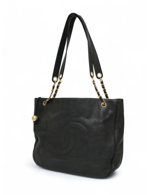 Cabas CHANEL cuir caviar noir