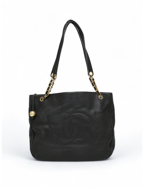 Cabas CHANEL cuir caviar noir