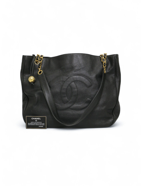 Cabas CHANEL cuir caviar noir