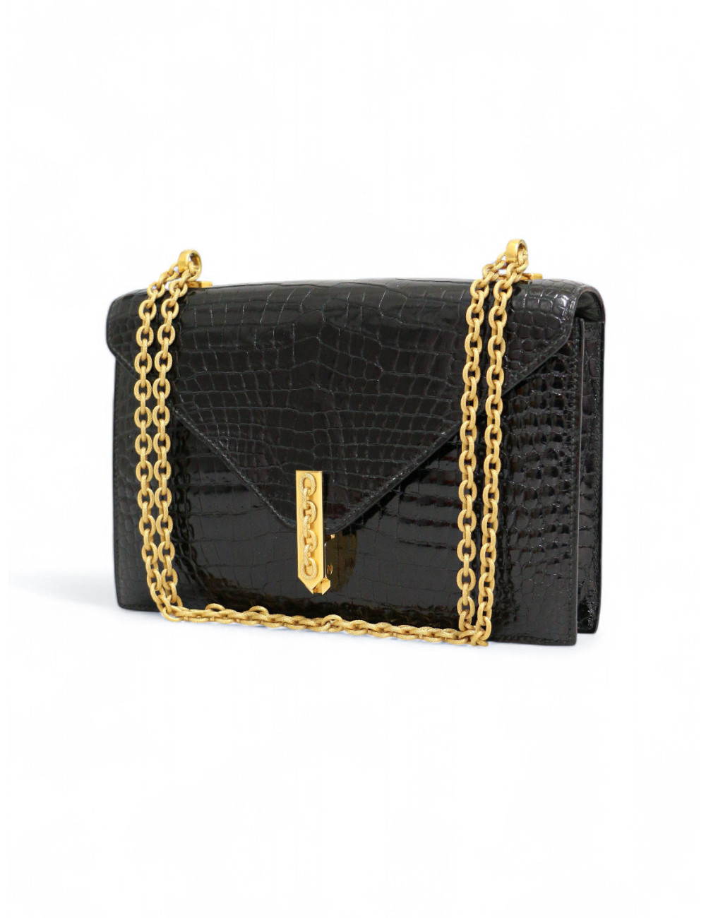 Sac HERMES New Jimmy's Porosus brillant noir