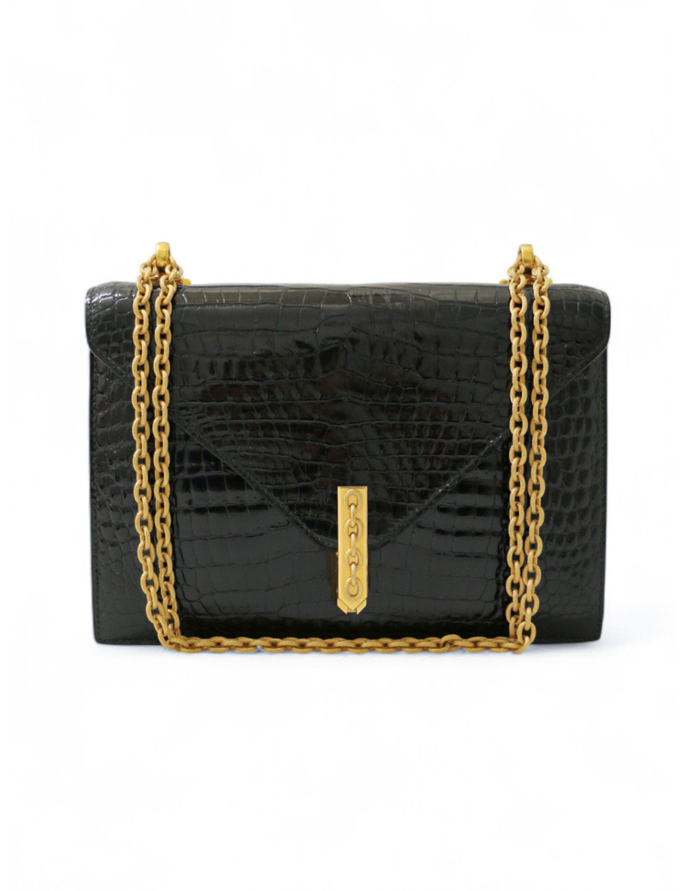Sac HERMES New Jimmy's Porosus brillant noir