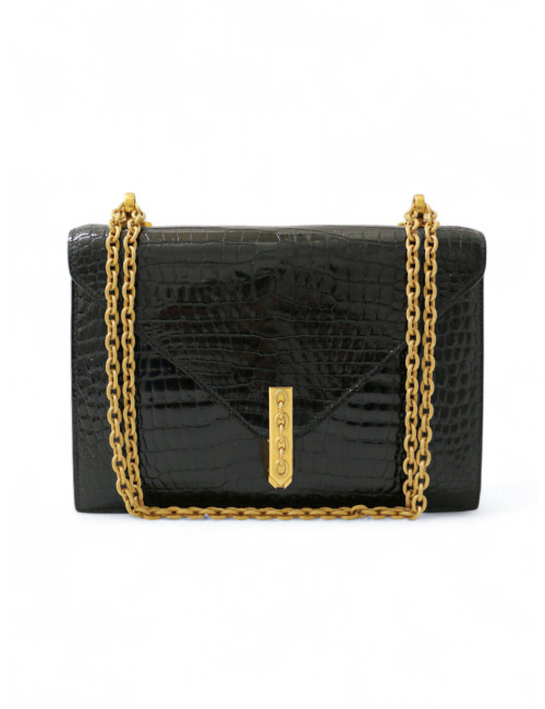 Sac HERMES New Jimmy's Porosus brillant noir