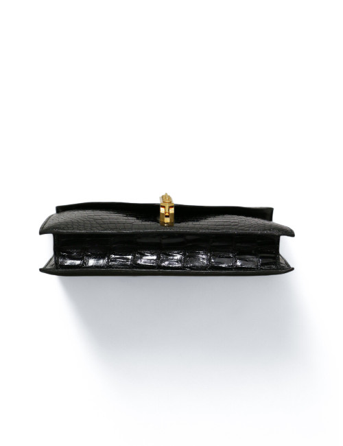 Sac HERMES New Jimmy's Porosus brillant noir