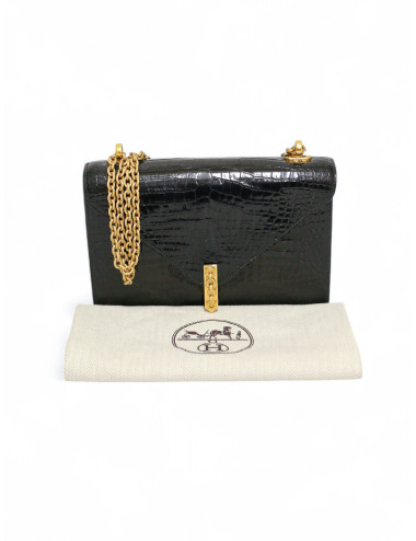 Sac HERMES New Jimmy's Porosus brillant noir 2